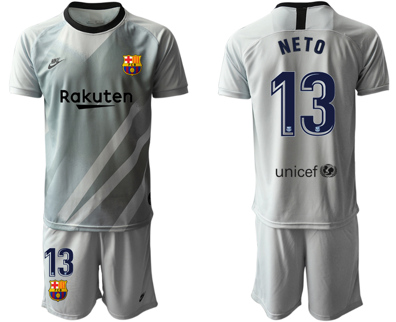 Men 2020-2021 club Barcelona grey goalkeeper #13 Soccer Jerseys1->barcelona jersey->Soccer Club Jersey